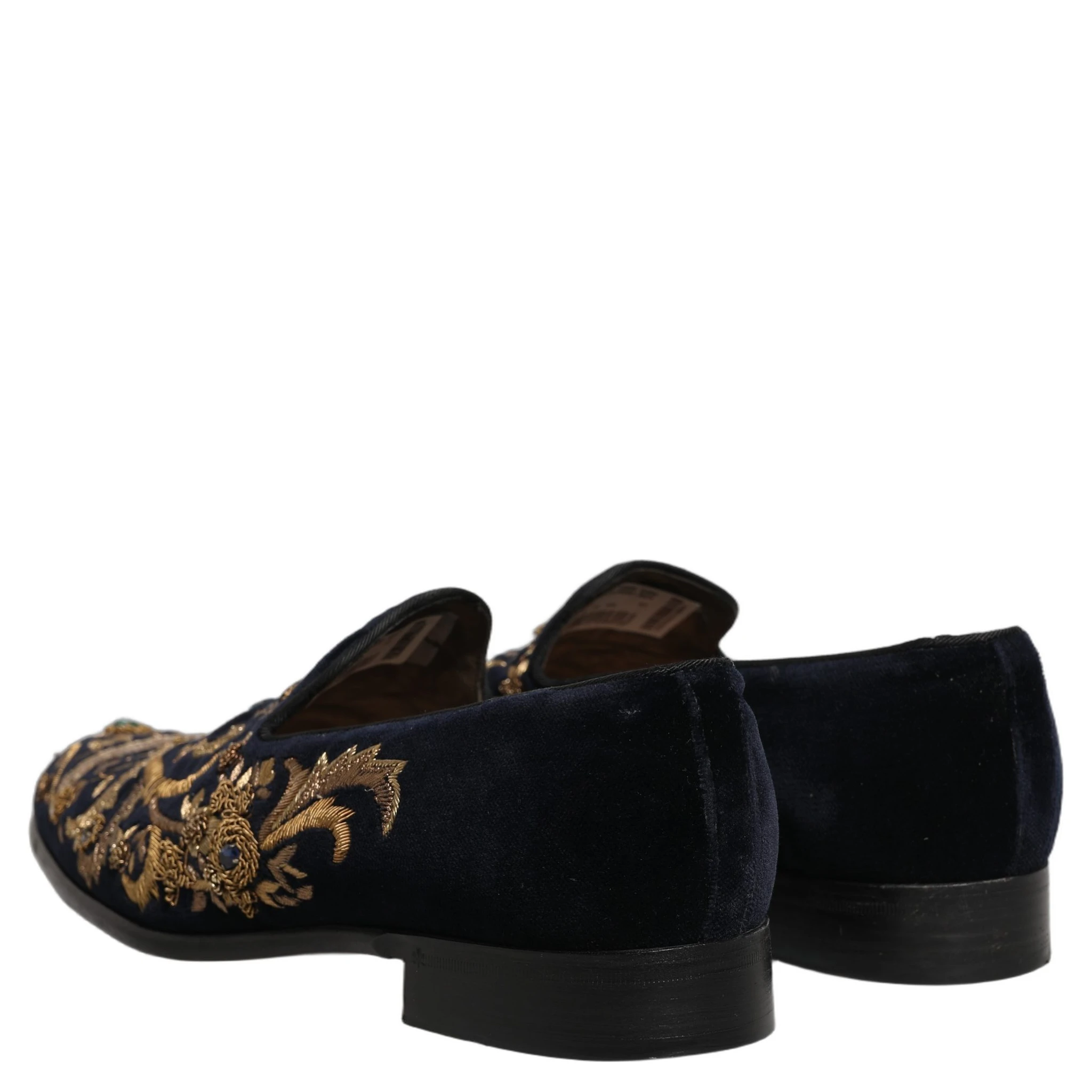 Black Velvet Embellished Dress Loafers Shoes