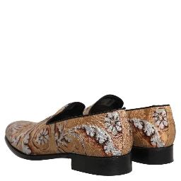 Gold Brocade Baroque Men Loafers Shoes