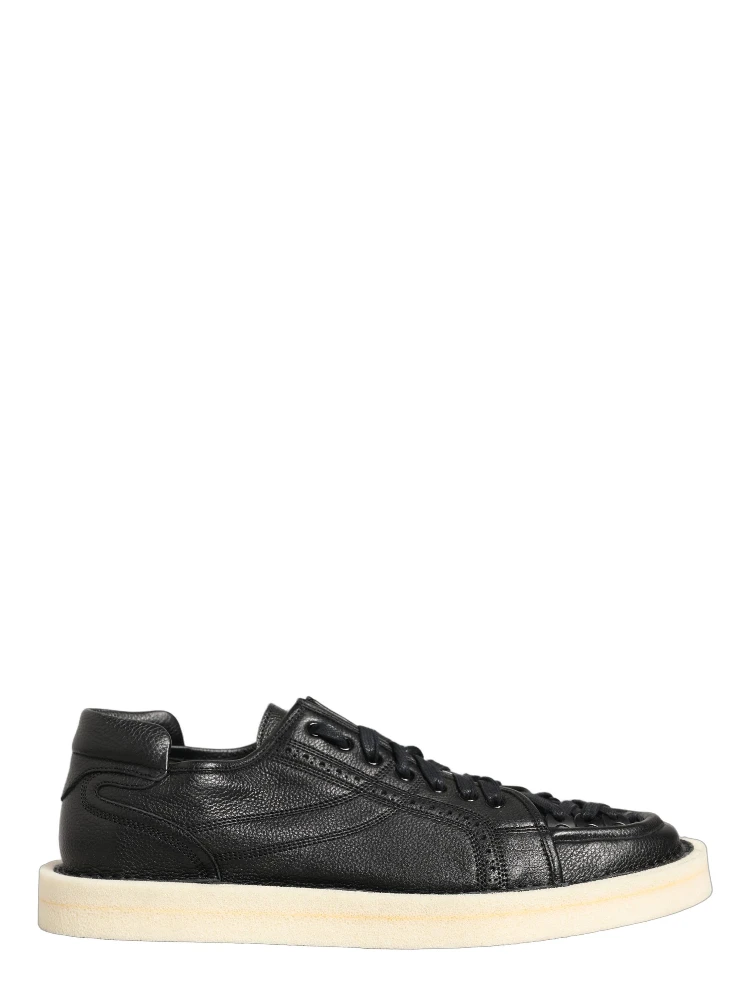 Black Leather Lace Up Low Top Sneakers Shoes alternative