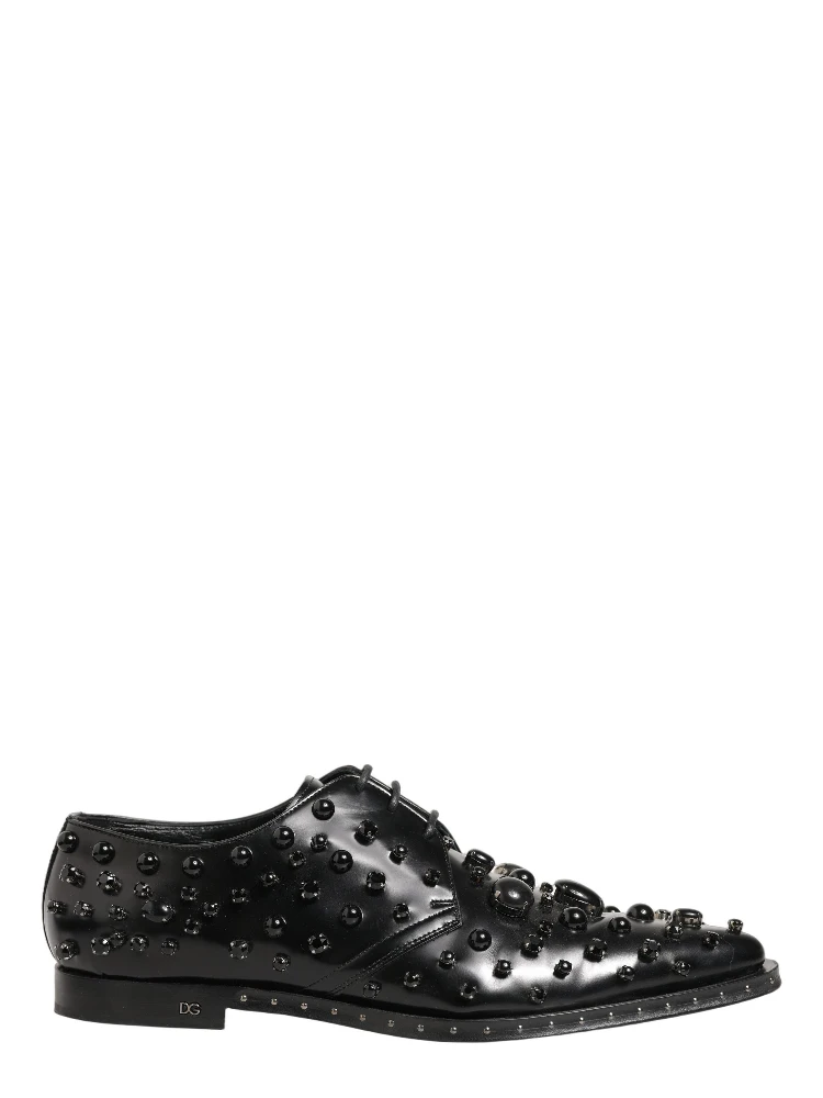 Black Leather Studded Men Formal Derby Shoes alternative