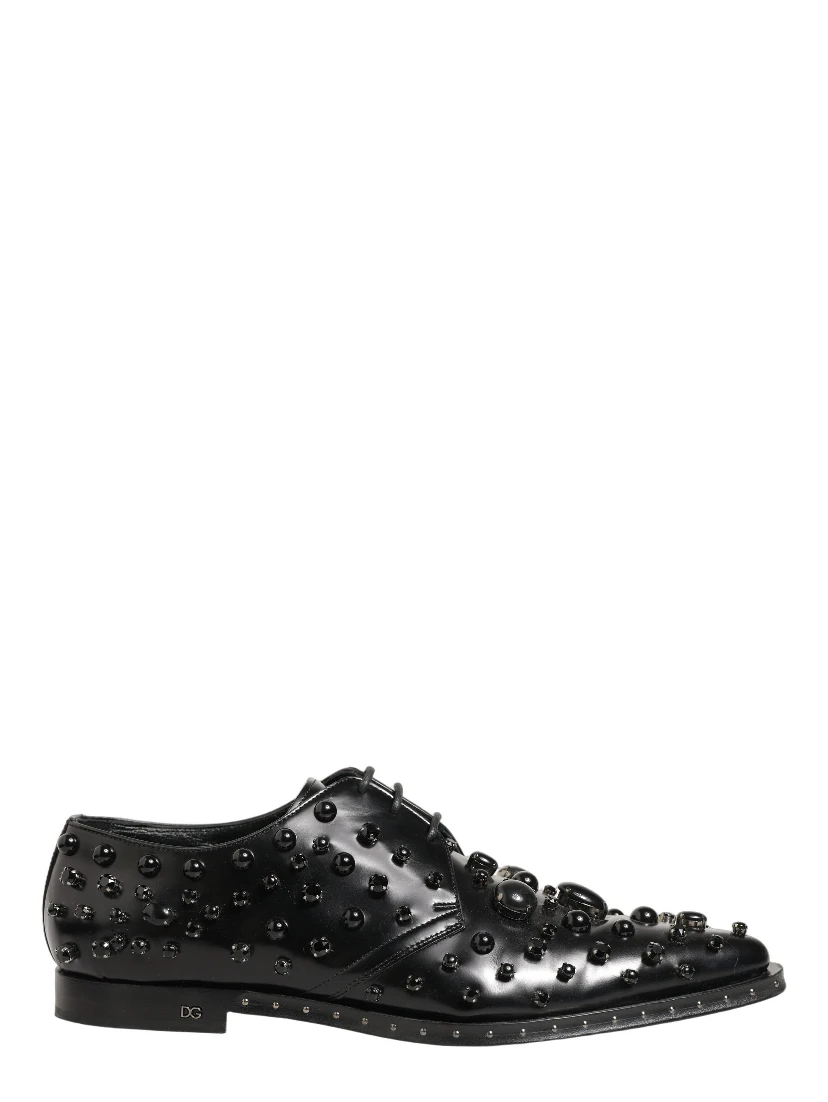 Black Leather Studded Men Formal Derby Shoes