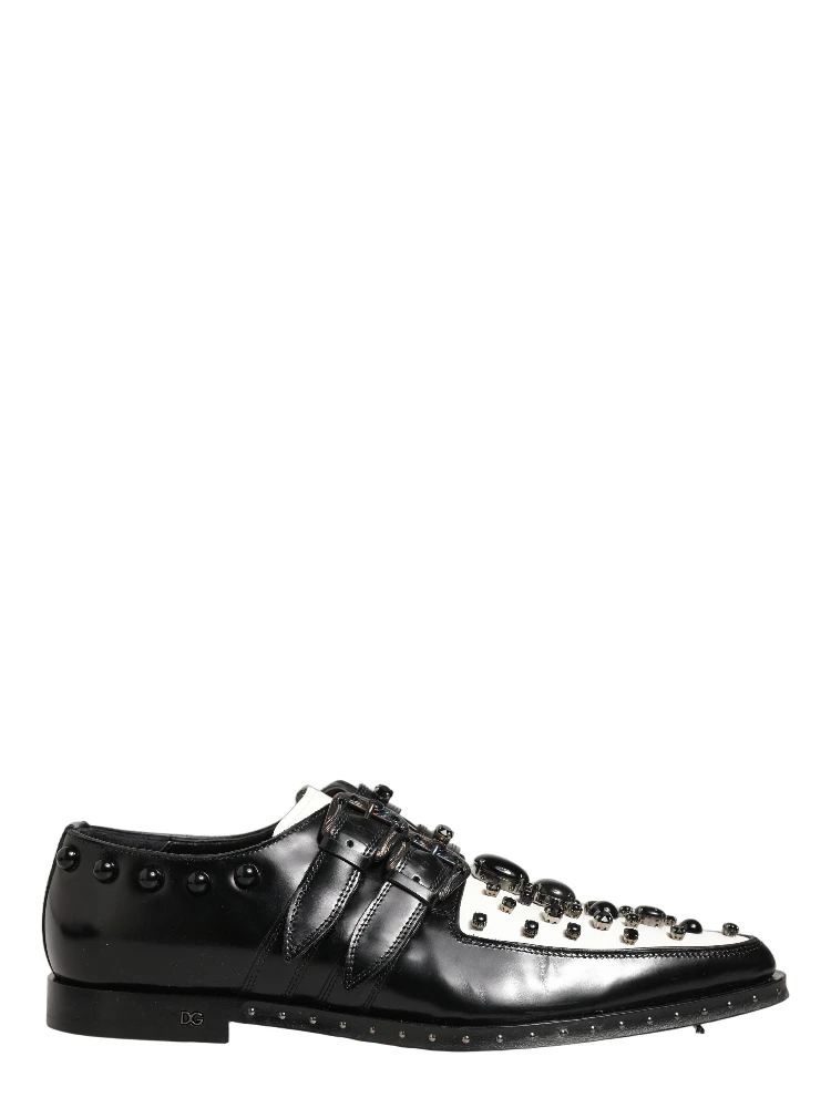 Black Leather Studded Formal Monk Strap Shoes alternative