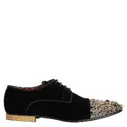 Black Suede Embellished Derby Dress Shoes