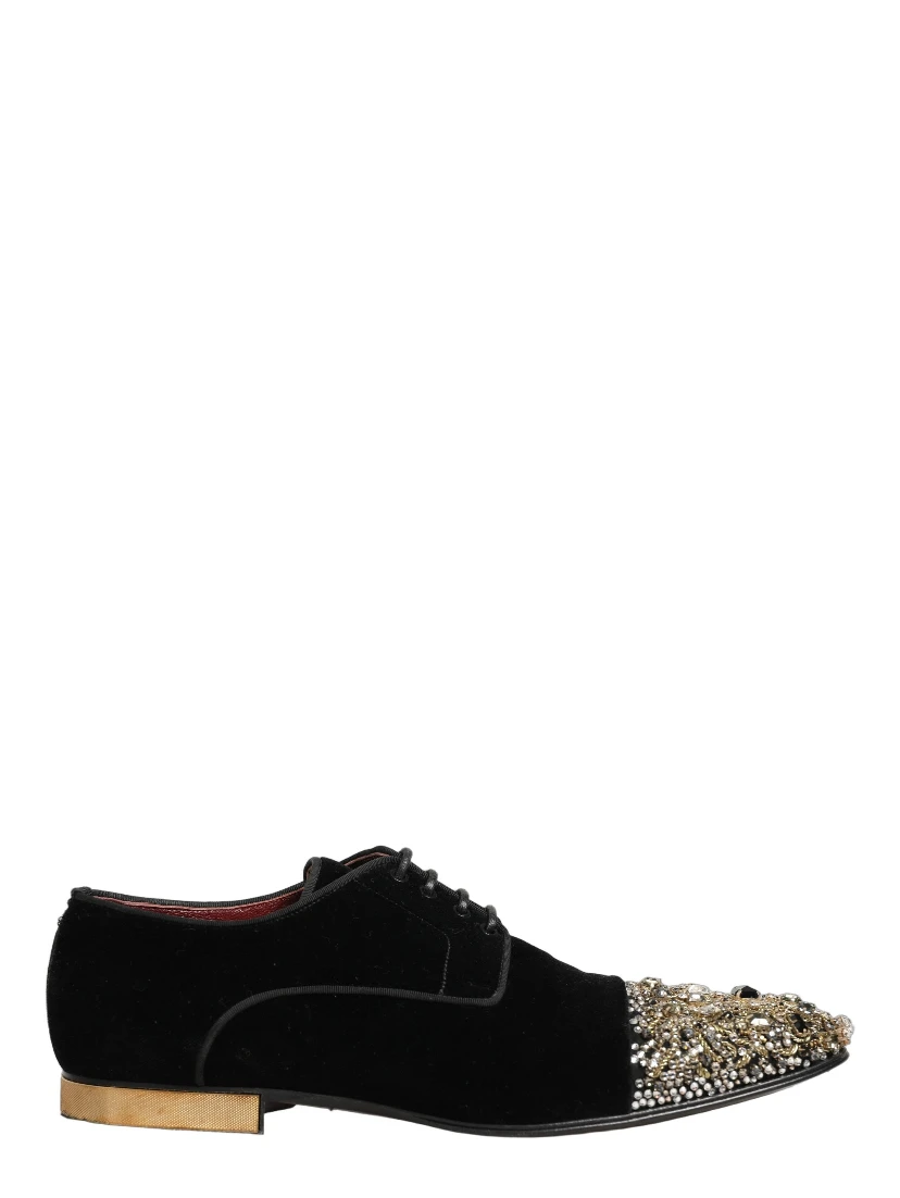 Black Suede Embellished Derby Dress Shoes