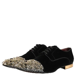 Black Suede Embellished Derby Dress Shoes