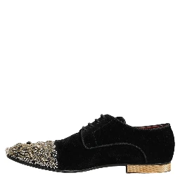Black Suede Embellished Derby Dress Shoes