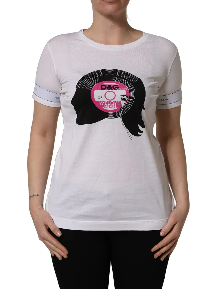 White D&G WE LOVE JAPAN Print Cotton T-shirt