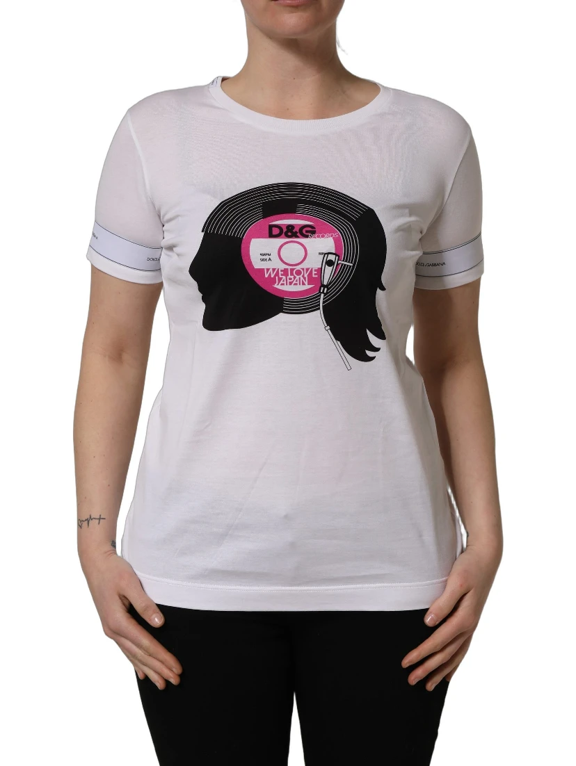 White D&G WE LOVE JAPAN Print Cotton T-shirt