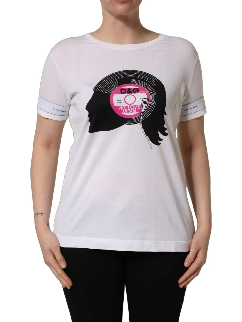 White D&G WE LOVE JAPAN Print Cotton T-shirt