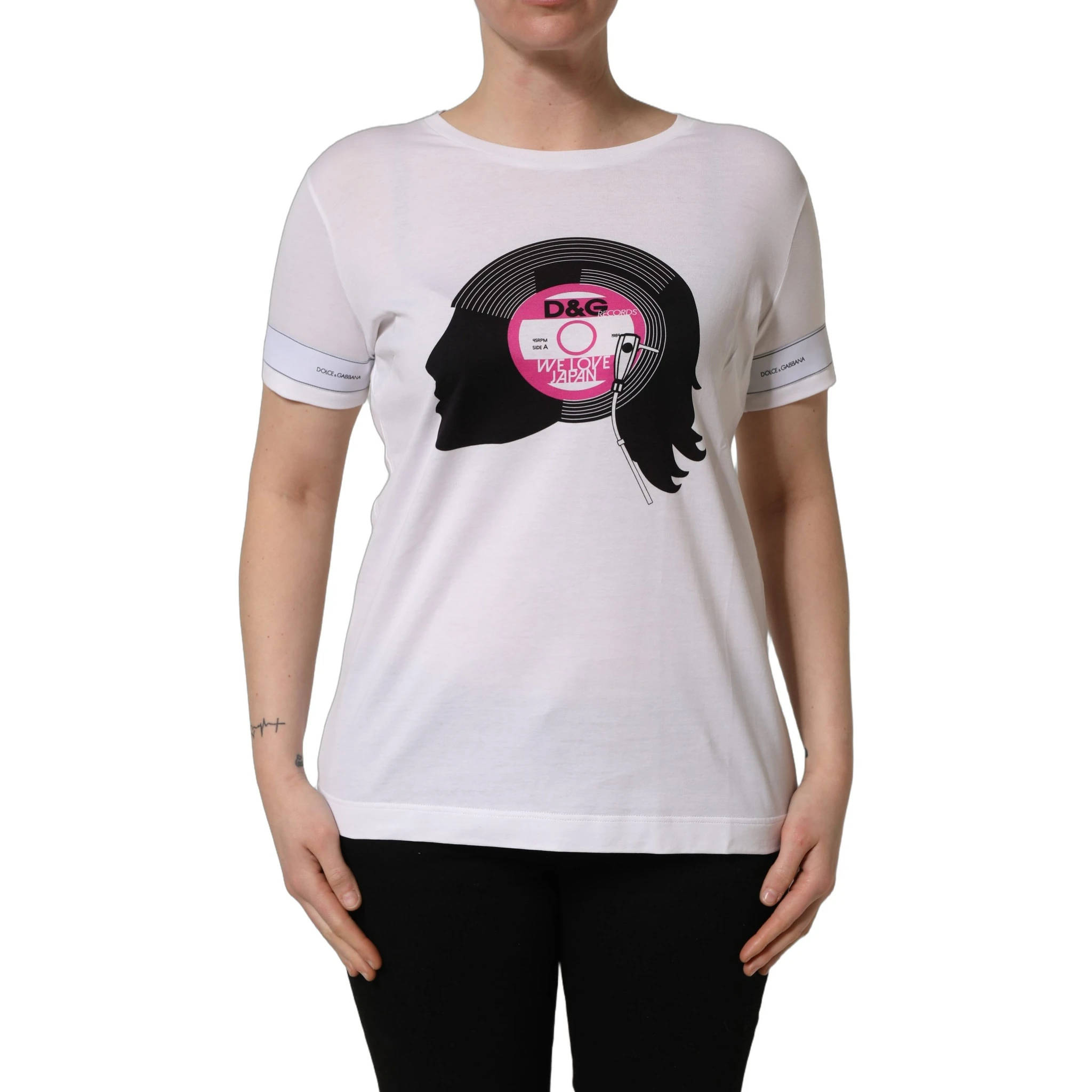 White D&G WE LOVE JAPAN Print Cotton T-shirt