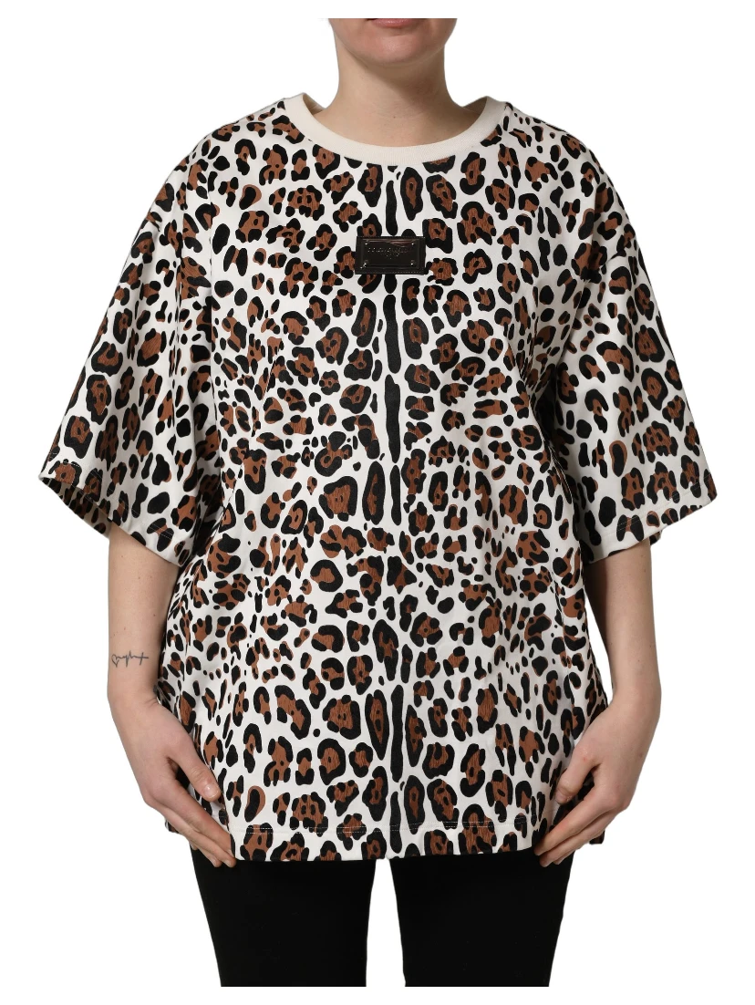 Multicolor Leopard Print Crew Neck T-shirt