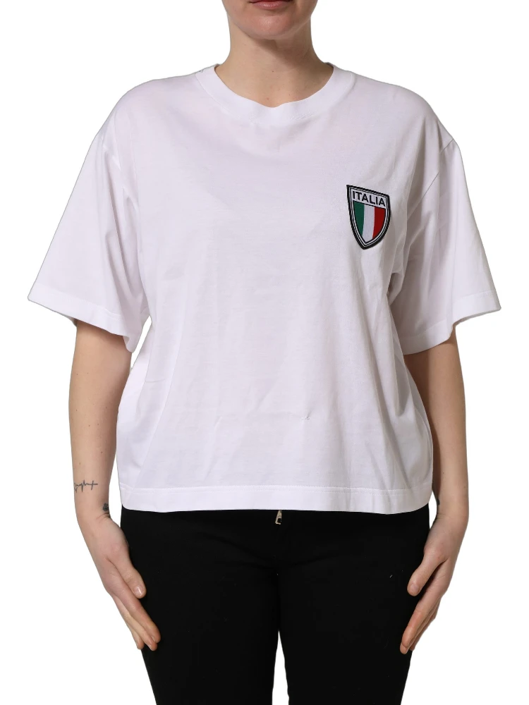 White Italia Flag Patch Round Neck T-shirt alternative