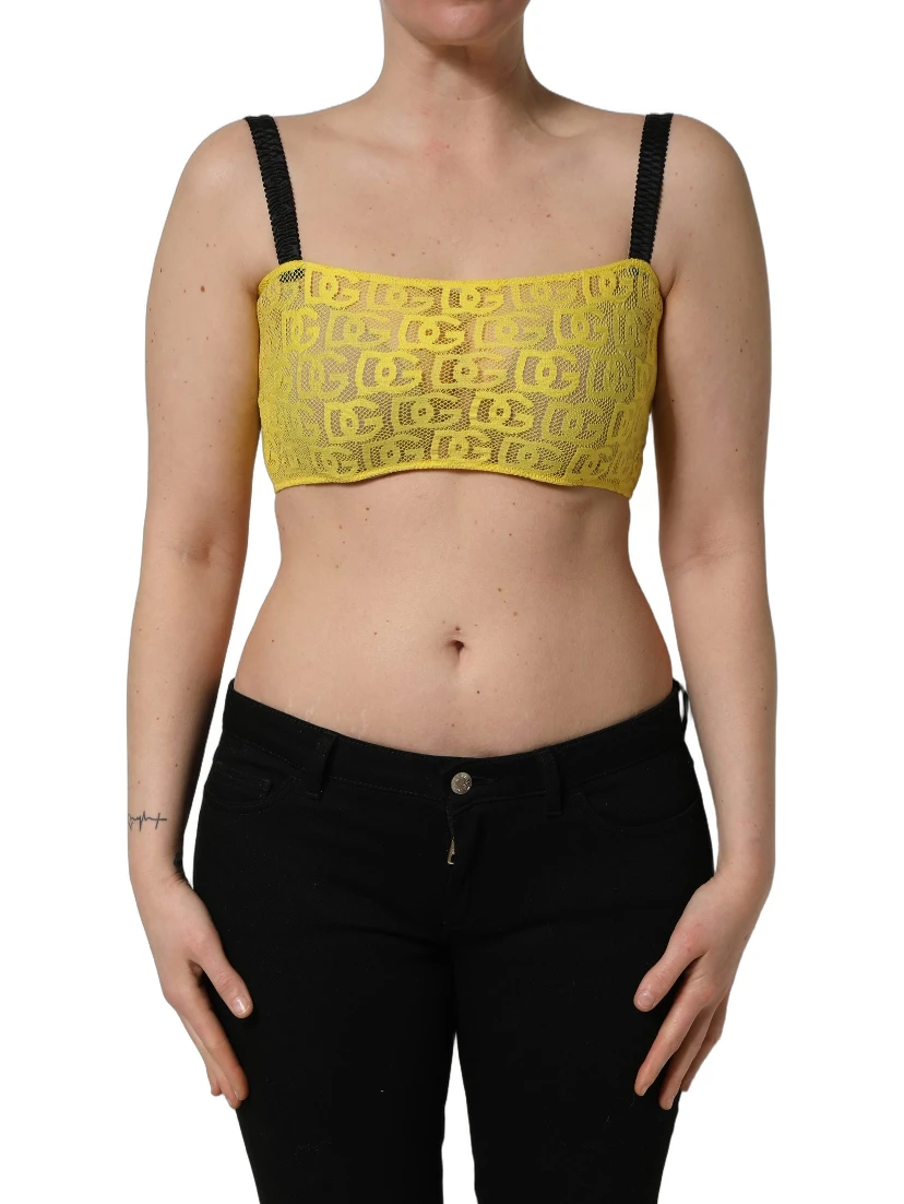 Yellow Cotton Crepe Chiffon Crop Bralette Top