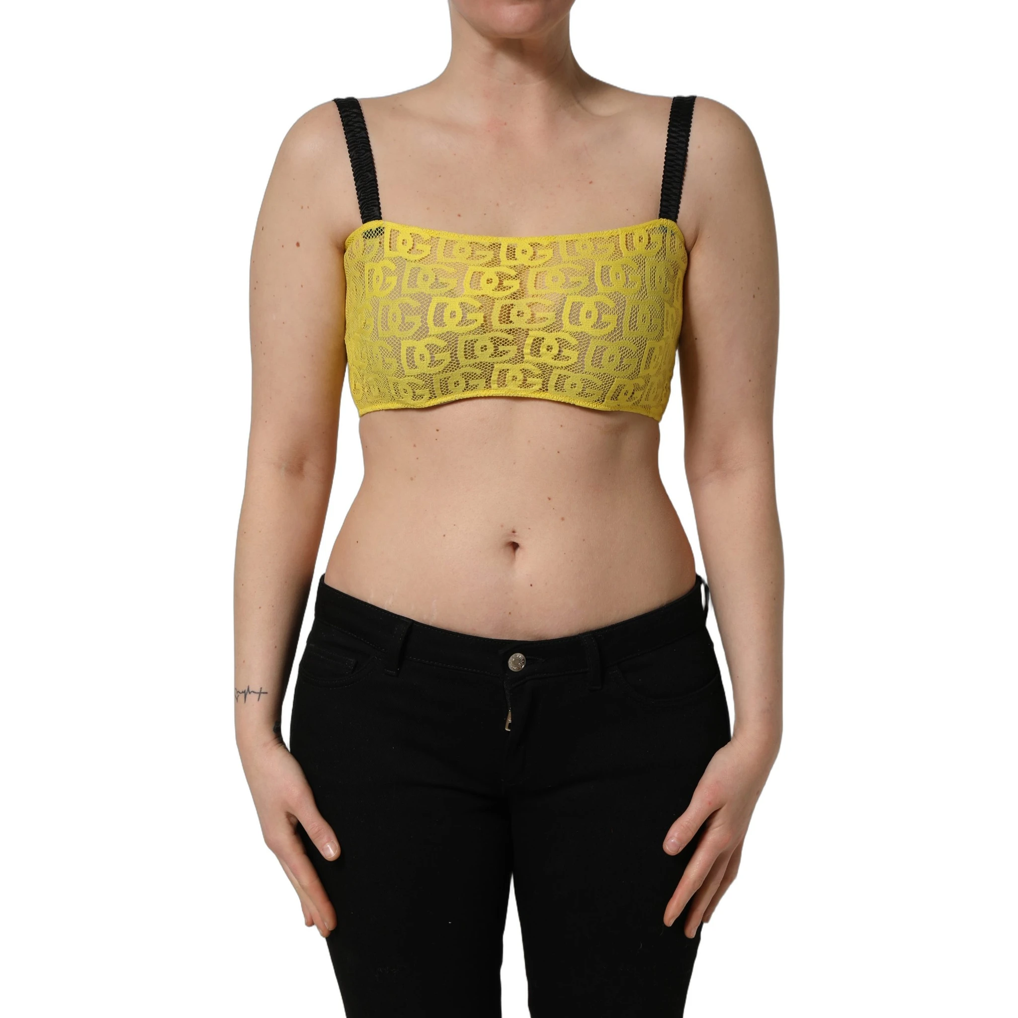 Yellow Cotton Crepe Chiffon Crop Bralette Top