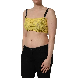 Yellow Cotton Crepe Chiffon Crop Bralette Top