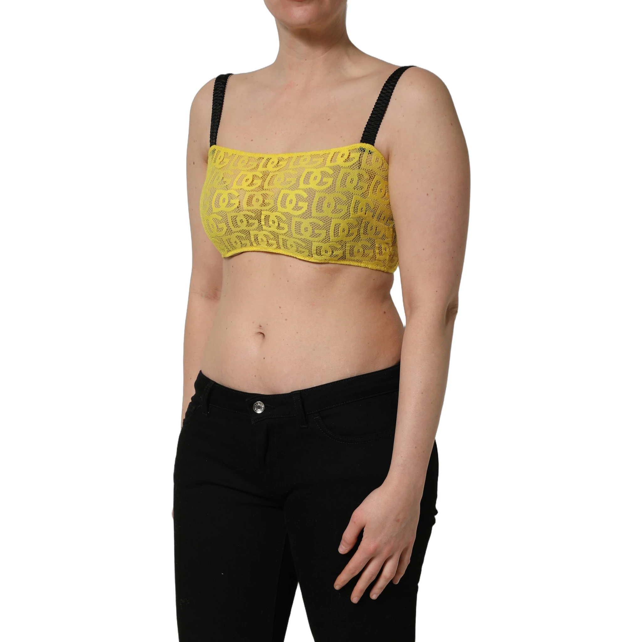 Yellow Cotton Crepe Chiffon Crop Bralette Top