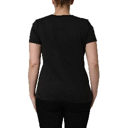 Black Tropical Jungle Round Neck T-shirt