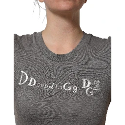 Gray Logo Embroidery Short Sleeve T-shirt