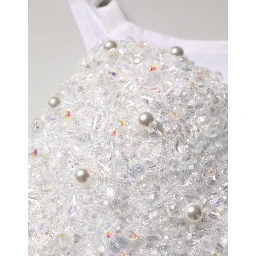 White Pearls Beaded Corset Bustier Crop Top