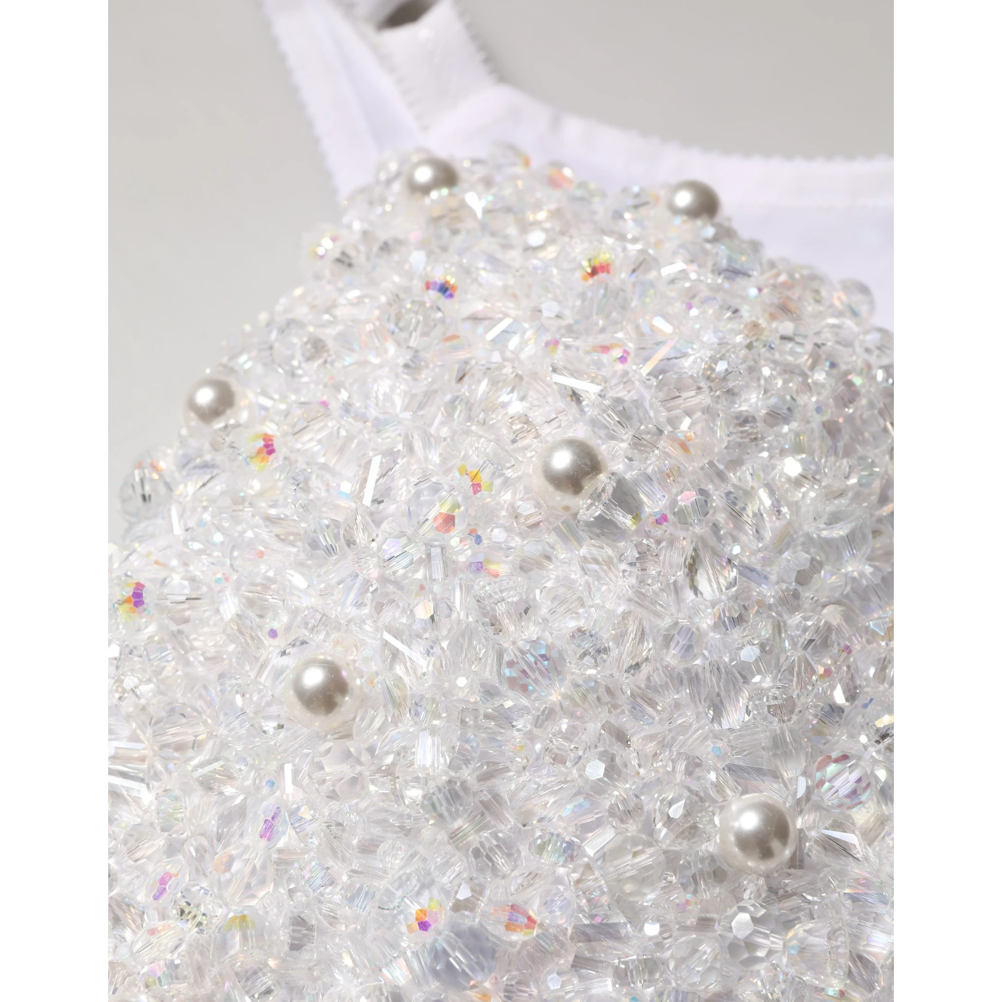 White Pearls Beaded Corset Bustier Crop Top