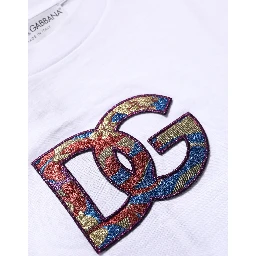 White Cotton DG Logo Patch Crew Neck T-shirt