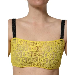 Yellow Cotton Crepe Chiffon Crop Bralette Top