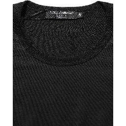 Black Cotton Round Neck Short Sleeve T-shirt