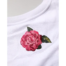 White DG Floral Cotton Jersey Crop T-shirt
