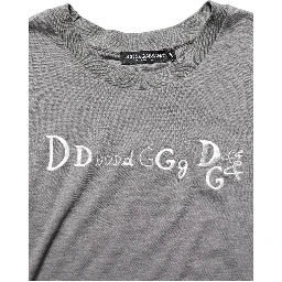 Gray Logo Embroidery Short Sleeve T-shirt