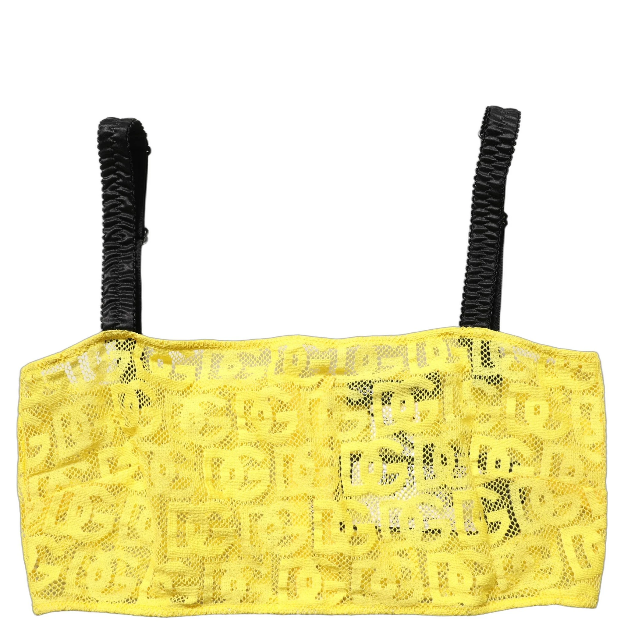 Yellow Cotton Crepe Chiffon Crop Bralette Top
