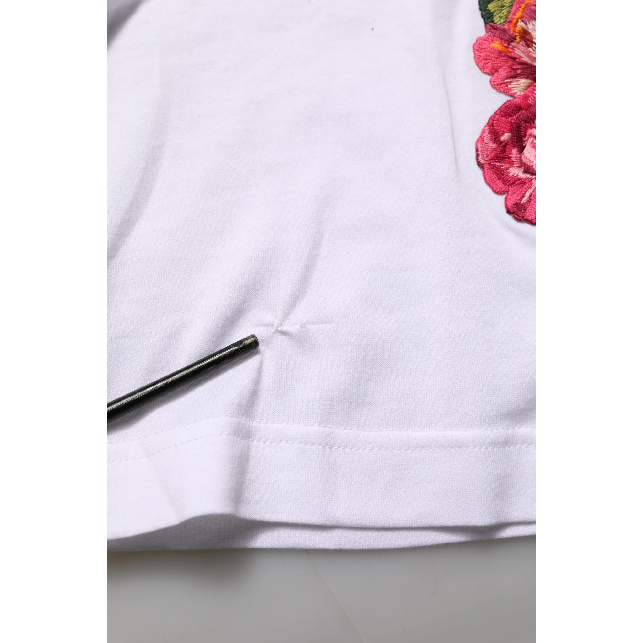 White DG Floral Cotton Jersey Crop T-shirt