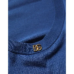 Blue Silk DG Logo Crew Neck Pullover Sweater