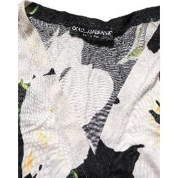 Black Floral Cashmere Silk Cardigan Sweater