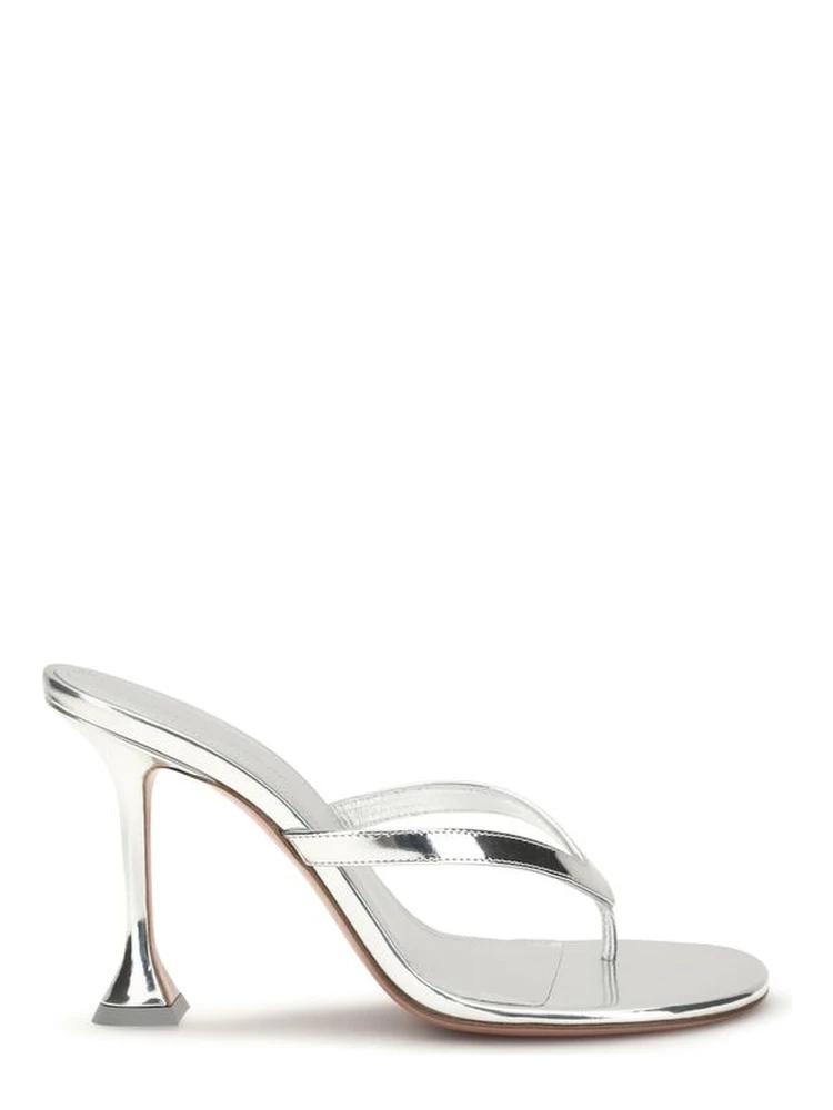 Silver Calf Leather Bos Taurus Stiletto Heel Sandals