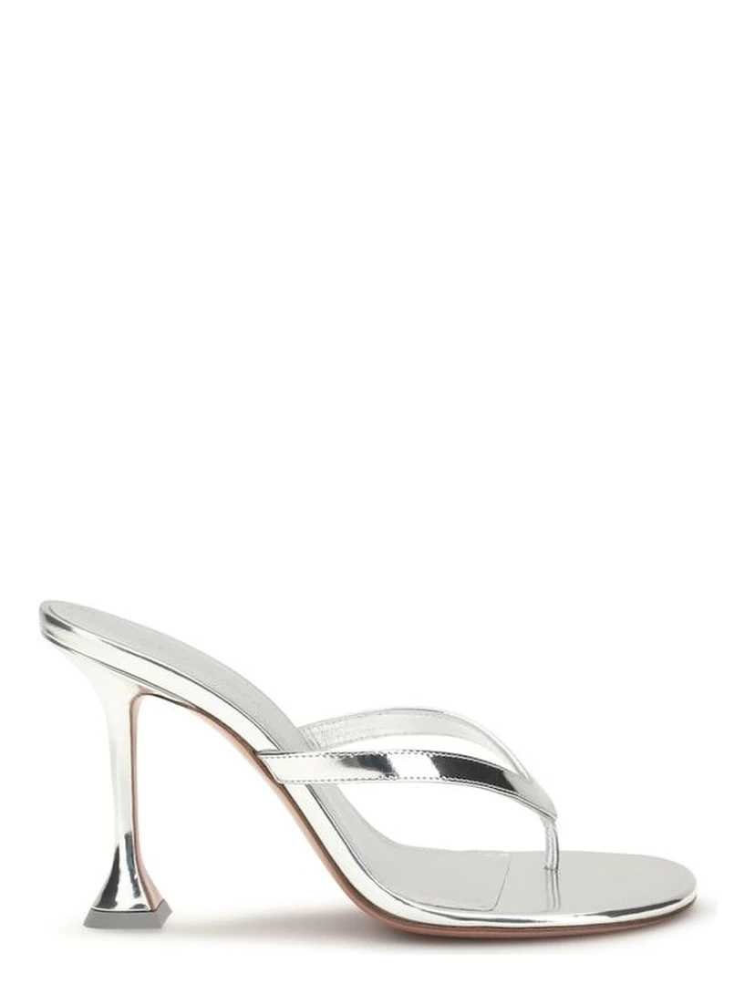 Silver Calf Leather Bos Taurus Stiletto Heel Sandals