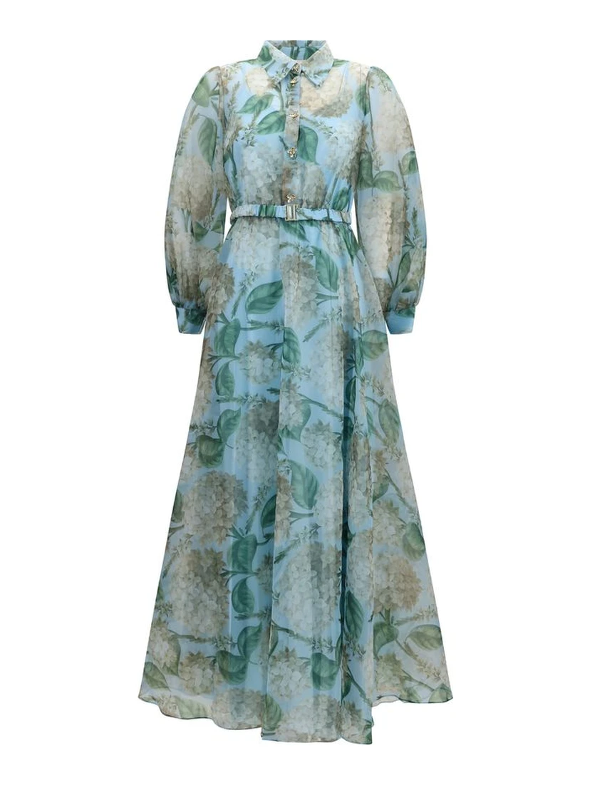 Blue Polyester Casual Dress