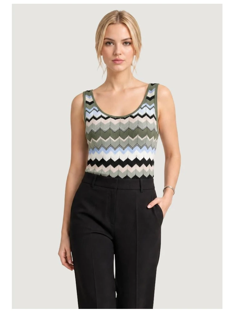 Green Marabou Tank Tops