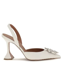 White Calf Leather Bos Taurus High Heel Pumps
