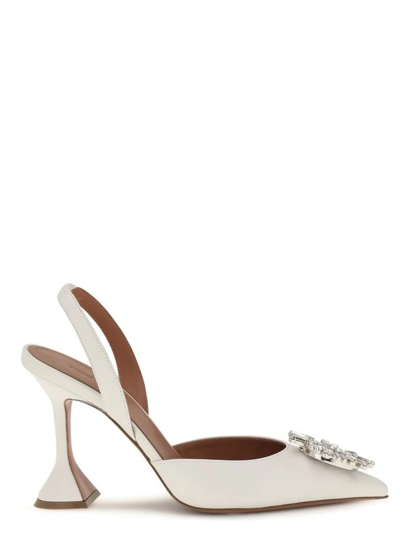 White Calf Leather Bos Taurus High Heel Pumps