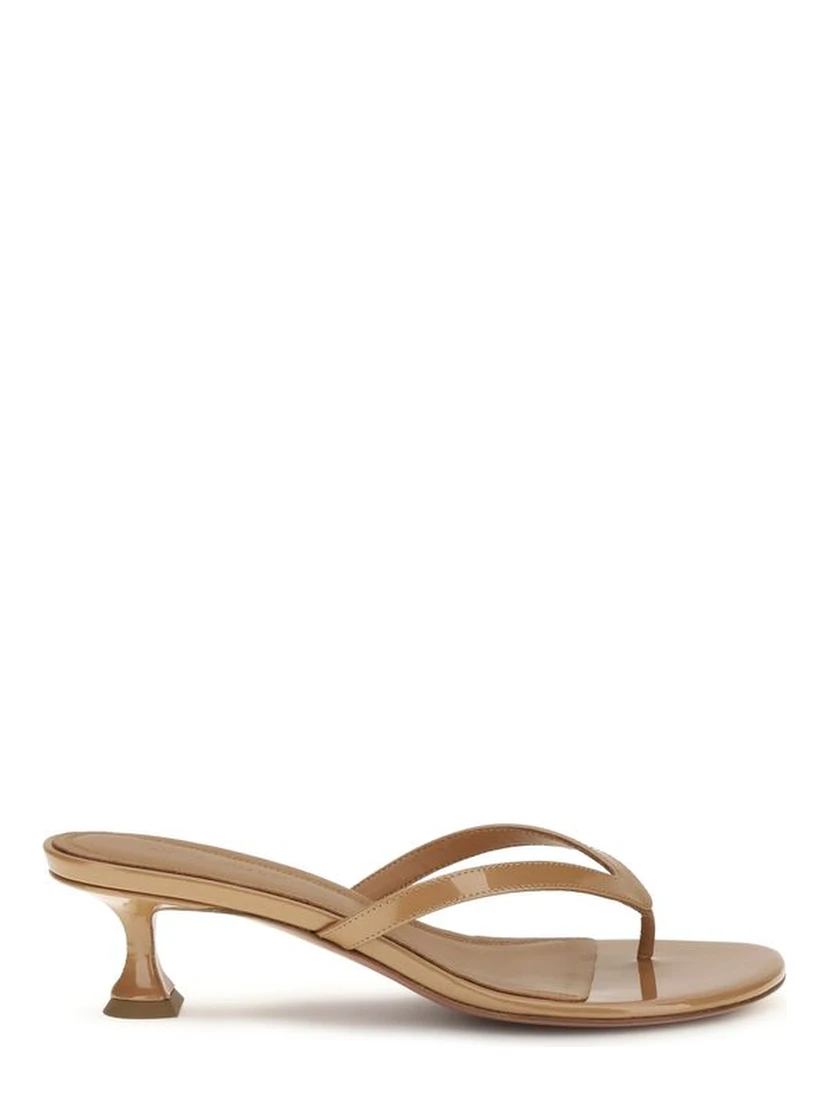 Beige Calf Leather Bos Taurus Flat Sandals