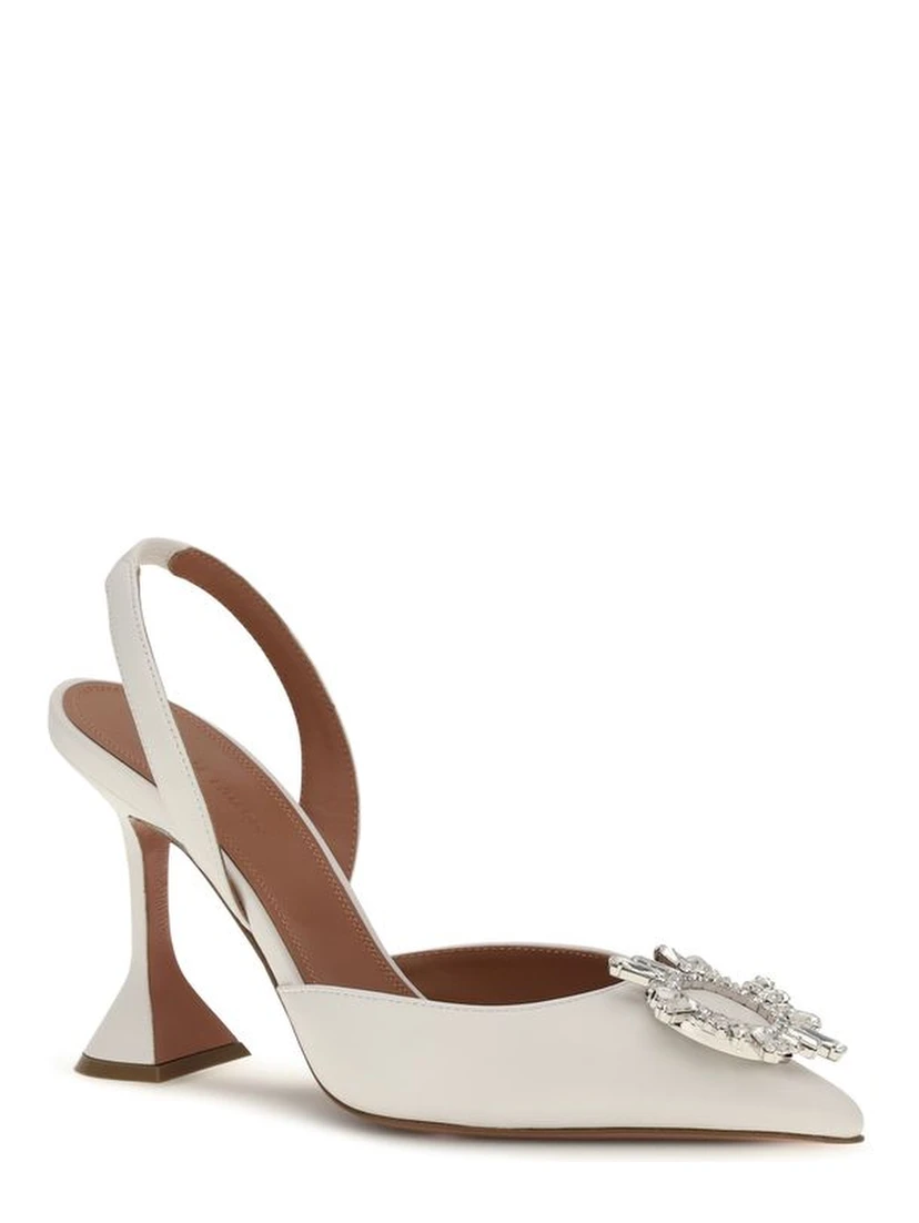 White Calf Leather Bos Taurus High Heel Pumps
