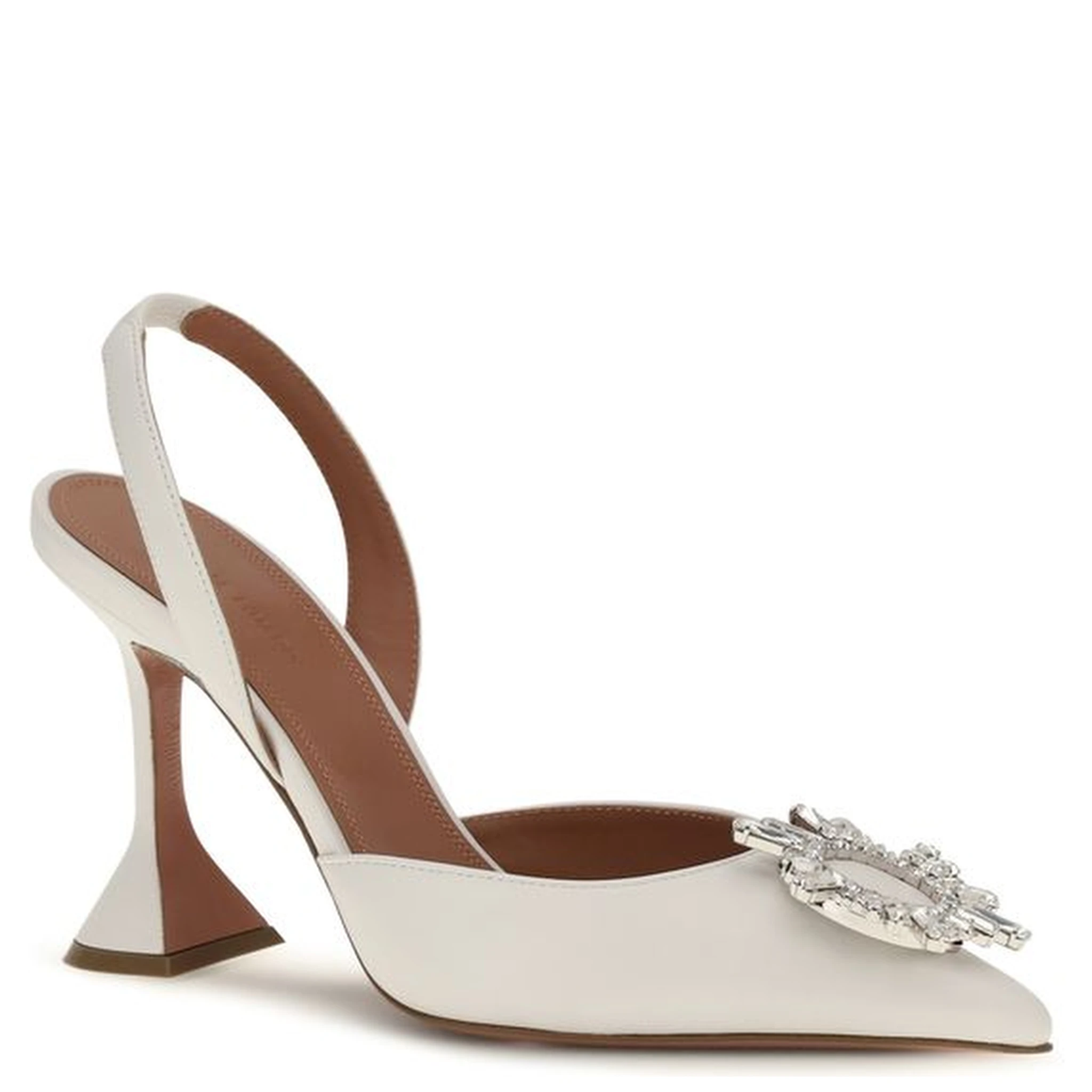 White Calf Leather Bos Taurus High Heel Pumps