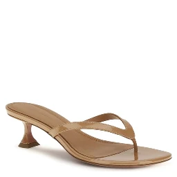 Beige Calf Leather Bos Taurus Flat Sandals