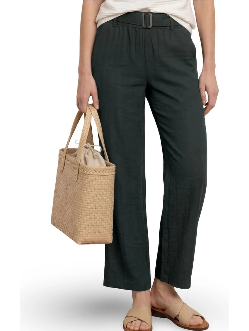 Black Viscose Casual Pants