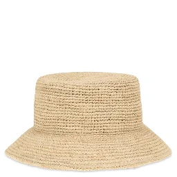 Beige Raffia Bucket Hat