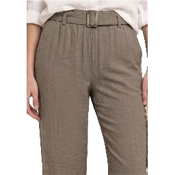 Beige Viscose Casual Pants