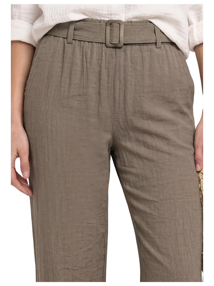 Beige Viscose Casual Pants