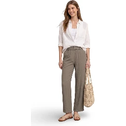 Beige Viscose Casual Pants