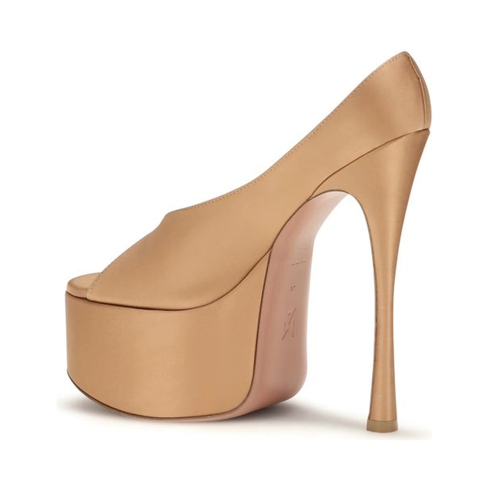 Beige Silk Platform Pumps